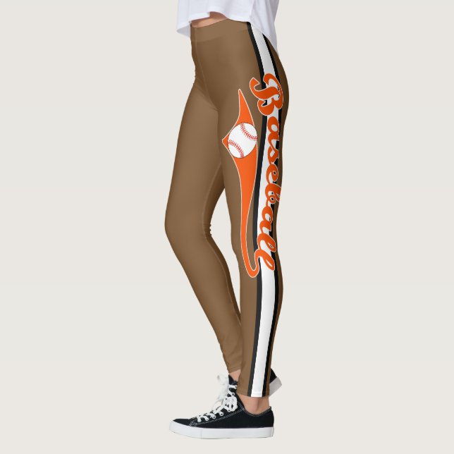 Baseball Text With Stripe And Ball Print Leggings (Left)
