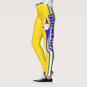 Baseball Text With Stripe And Ball Print Leggings