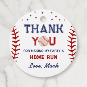 Baseball Thank You Birthday Favour Tags
