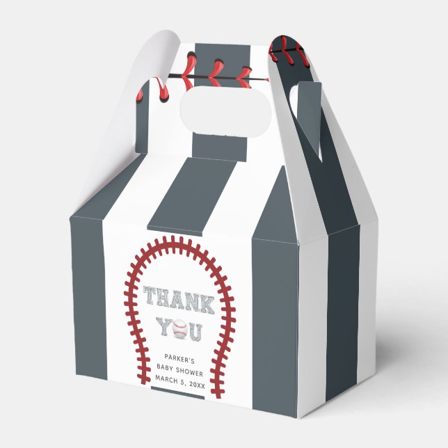 Baseball Thank you personalized Baby Shower Favor Box (Front Side)