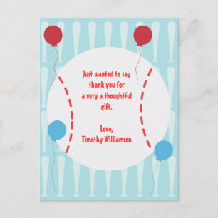 Baseball Thank You Post Card