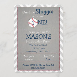 Baseball Thème 1er Anniversaire Fête Invitation