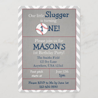 Baseball Thème 1er Anniversaire Fête Invitation