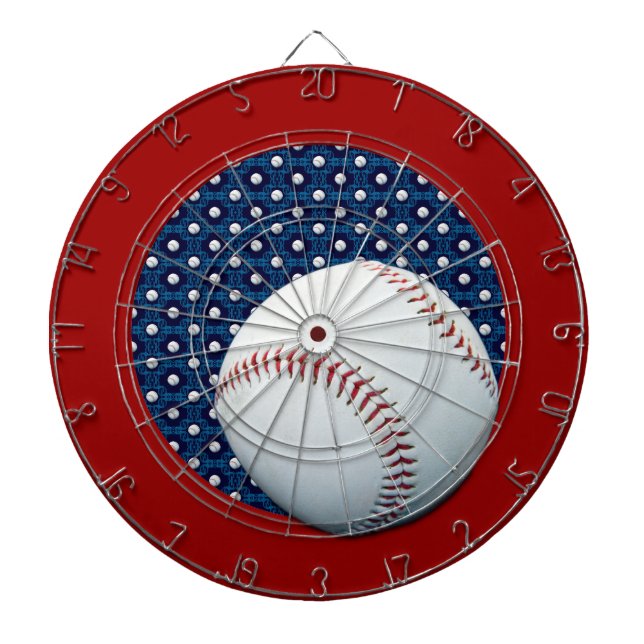 Baseball Theme Blue & White Dart Board Dartboard (Front)