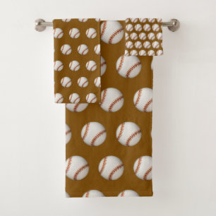 Baseball Theme Brown  Bath Towel Set