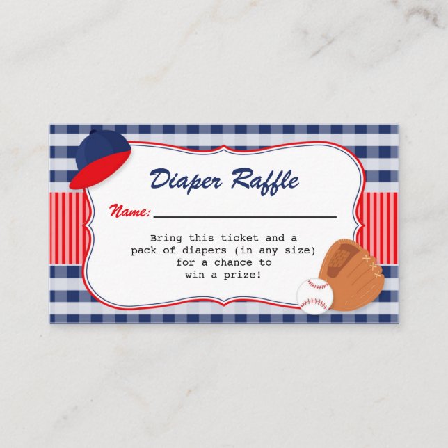 Baseball Theme Diaper Raffle Ticket Enclosure Card (Front)