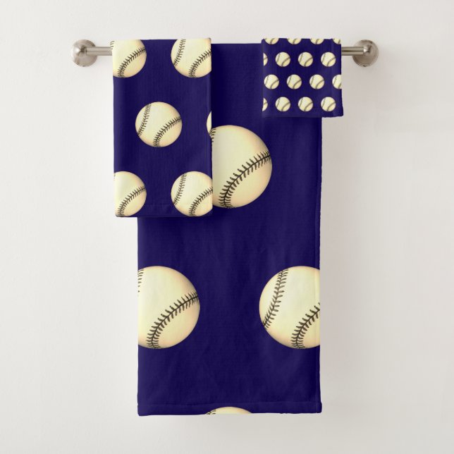 Baseball Theme Dk Blue   Bath Towel Set (Insitu)