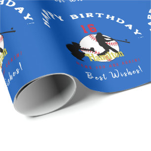 Baseball Theme Gift Wrap HAMbyWG