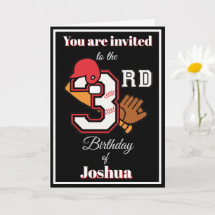 Baseball theme Happy 3rd Sport Birthday Invitation