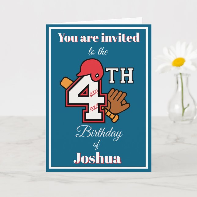 Baseball theme Happy 4th Sport Birthday Invitation (Small Plant)