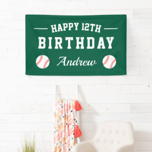 Baseball theme Happy Birthday party custom Banner