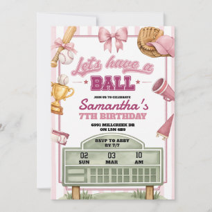 Baseball Theme Let's Have a Ball Birthday Invitation