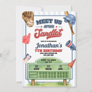 Baseball Theme Meet Us At The Sandlot Birthday Invitation