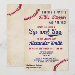 Baseball thème Sip et voir les invitations