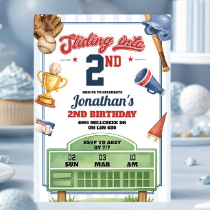 Baseball Theme Sliding Into Any Age Birthday Invitation