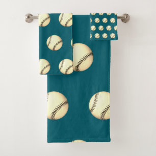 Baseball Theme Teal Bath Towel Set