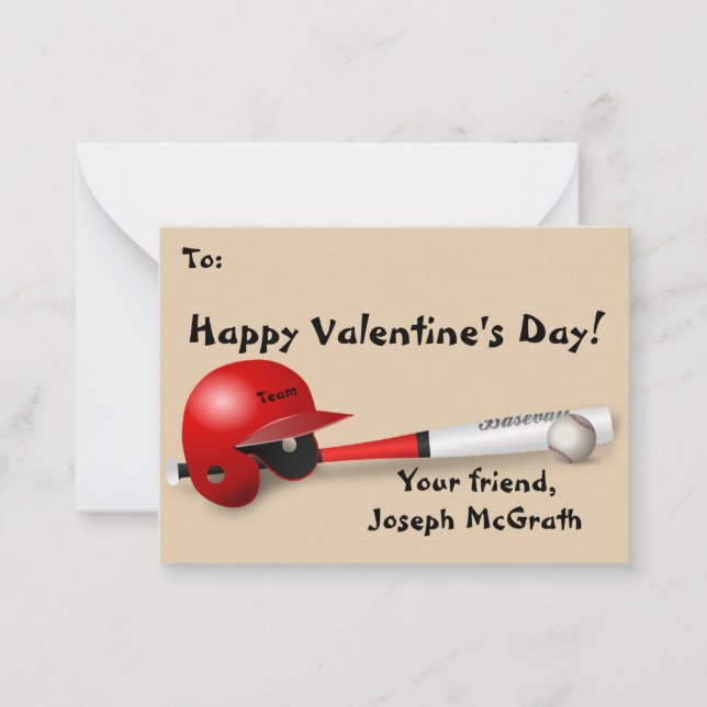 Baseball Theme Valentine Business Card Size (Front)