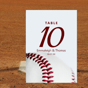 Baseball Theme Wedding Table Number