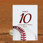 Baseball Theme Wedding Table Number<br><div class="desc">Baseball theme close-up photo,  templates for numbers,  names,  and date.</div>