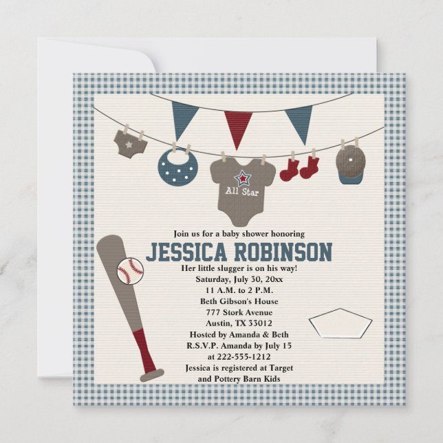 Baseball Themed Baby Shower Invitations (Front)