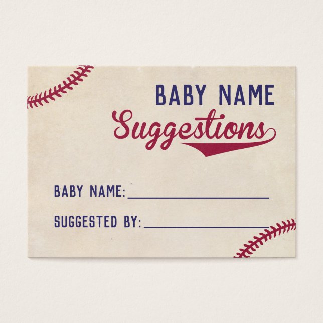Baseball Themed Baby Shower Name Suggestion Cards (Front)