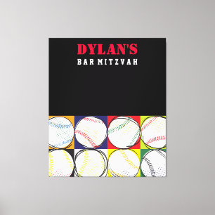 Baseball Themed Bar Mitzvah Sign-In Memory Board Canvas Print