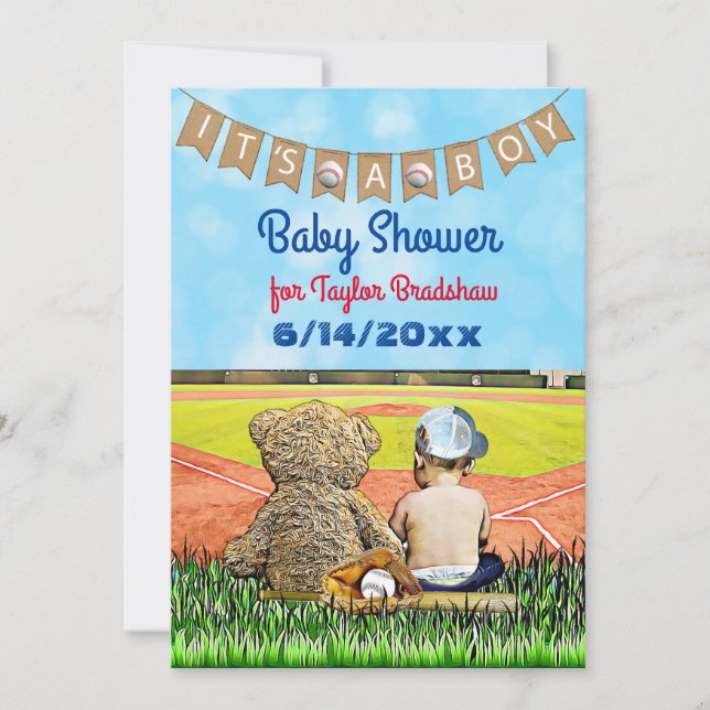 Baseball Themed Boy's Baby Shower Invitation (Front)