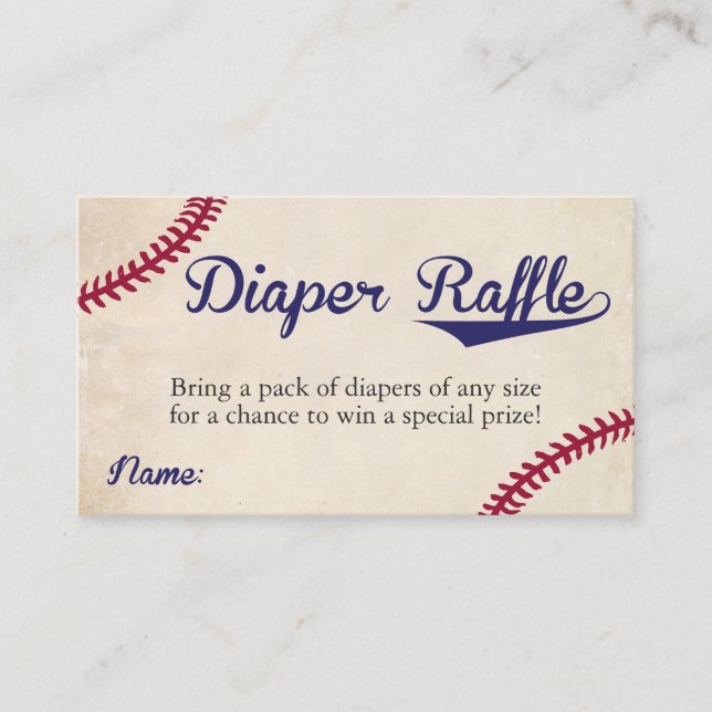 Baseball Themed Diaper Raffle Ticket Cards Vintage (Front)