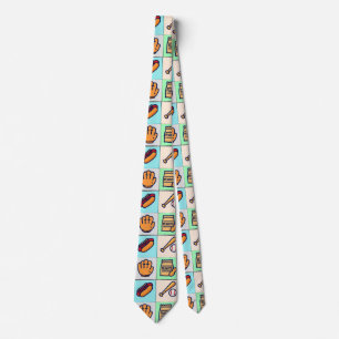 Baseball themed drawing cube tie
