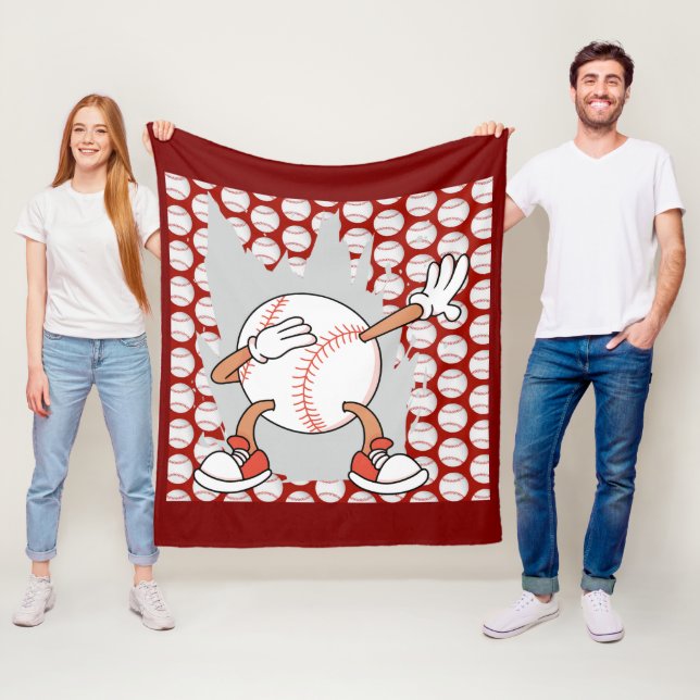 Baseball themed for player on Red Fleece Blanket (In Situ)