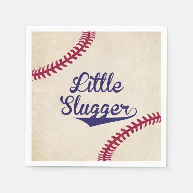 Baseball Themed Little Slugger Baby Shower Napkins (Front)