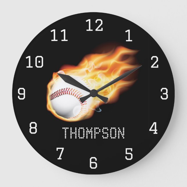 Baseball themed personalized add name large clock (Front)