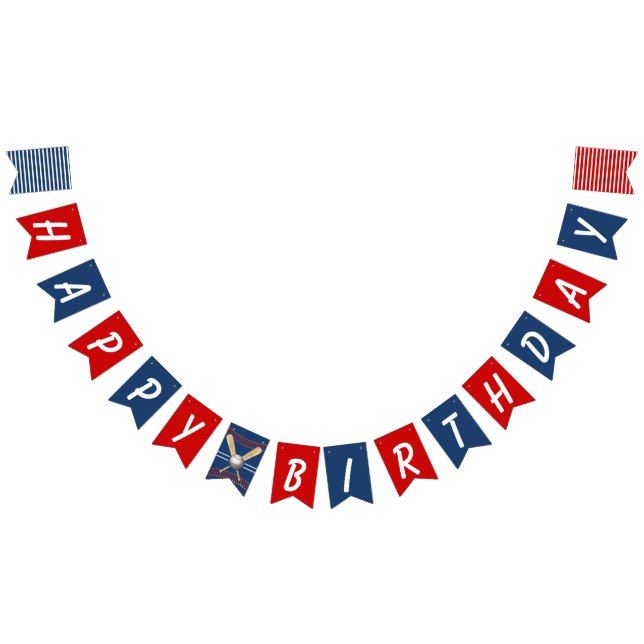 Baseball Themed Personalized Birthday  Bunting Flags (All)