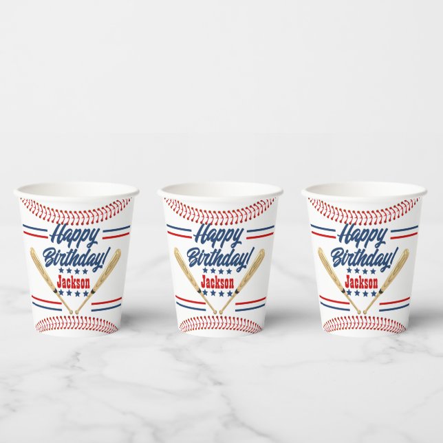 Baseball Themed Personalized Birthday Paper cup (Multi)