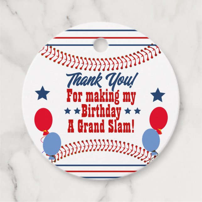 Baseball Themed Personalized Round Favour Tags (Front)