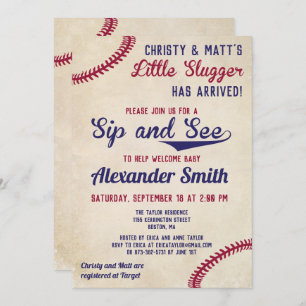 Baseball Themed Sip and See Invitations