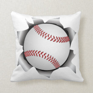 baseball thru metal sheet throw pillow