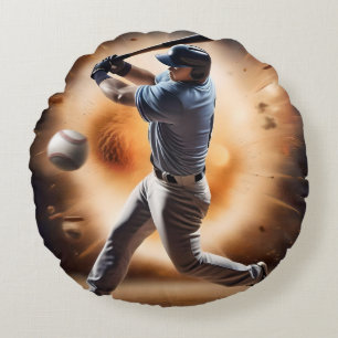 Baseball Thunder Pitch, Round Pillow