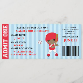 Baseball ticket birthday invitation customizable