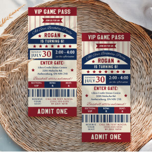 Baseball Ticket Birthday Party Invitation