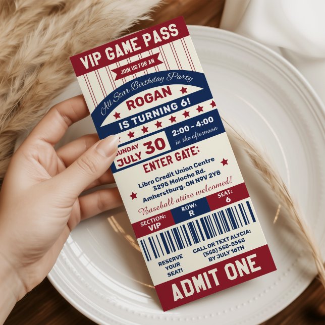 Baseball Ticket Birthday Party Invitation (Creator Uploaded)
