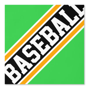 BASEBALL Tiled Bright Green Orange Black Stripes Wallpaper