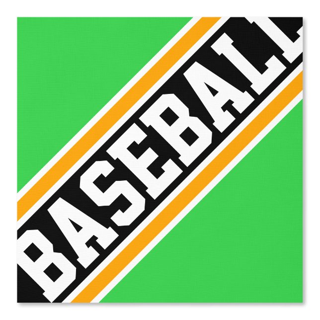 BASEBALL Tiled Bright Green Orange Black Stripes Wallpaper (Front)
