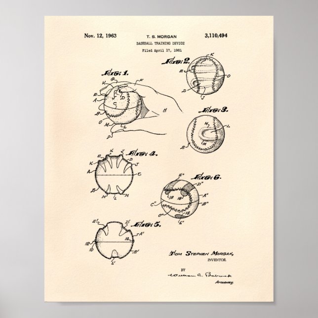 Baseball training 1963 Patent Art  - Old Peper Poster (Front)