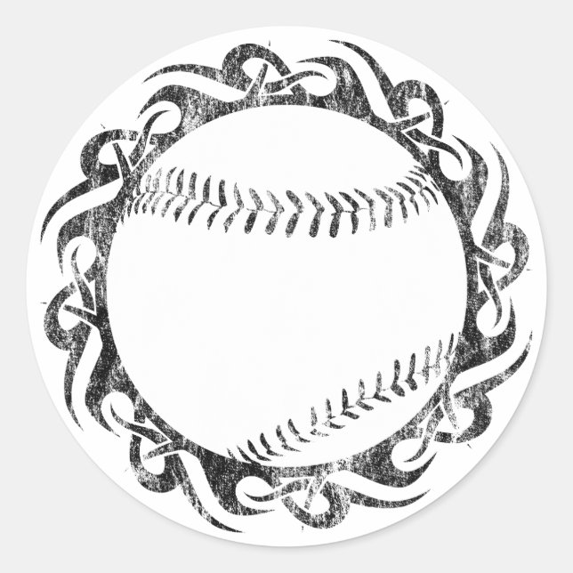 baseball. tribal. classic round sticker (Front)