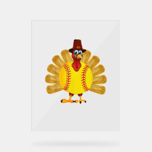 Baseball Turkey Thanksgiving Softball Turkey Men W Acrylic Sign