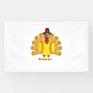 Baseball Turkey Thanksgiving Softball Turkey Men W Banner