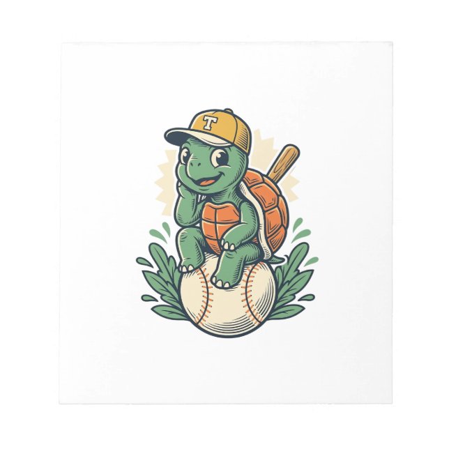 Baseball Turtle Vintage Engraving Graphic Design_1 Notepad (Front)