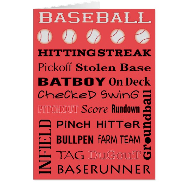 BASEBALL typographie Carte de voeux (Devant)