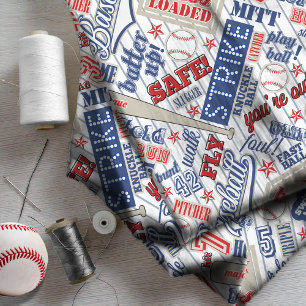 Baseball Typography Red White Blue Stripes ID770 Fabric
